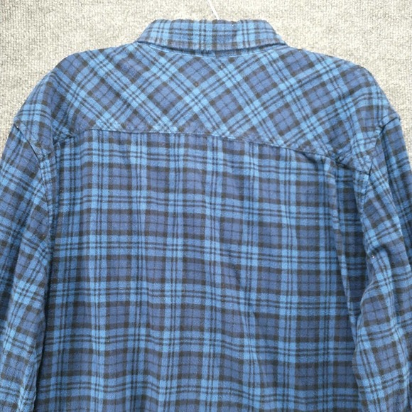 Boston Traders Men's Flannel Button-Down Shirt Blue Black XXL Plaid 100% Cotton - Picture 6 of 12